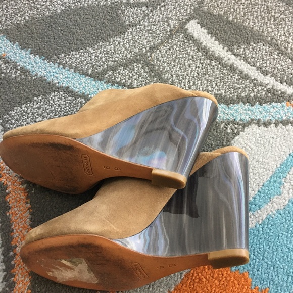 COACH HOLLIE KID SUEDE Wedges SHOES Open Toe-SZ 6 - Picture 10 of 15